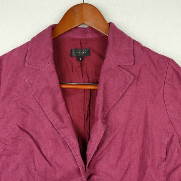 Tobias Womens Blazer Jacket 6 Purple 100% Linen Lightweight Two Button Outdoor - Picture 2 of 11